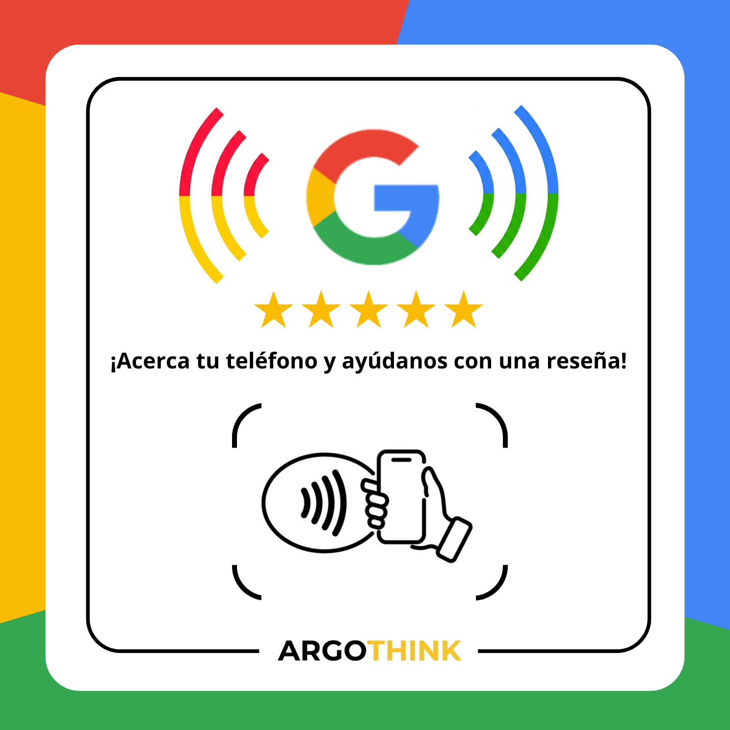 Tarjeta NFC de diseño genérico para reseñas de Google